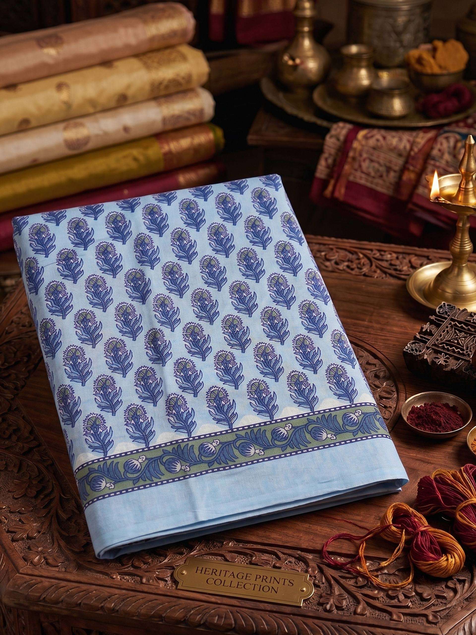 THE HERITAGE PRINTS COLLECTION IS NOW OUT CRAFTED FROM PREMIUM PURE COTTON SAREE BEST RATE
